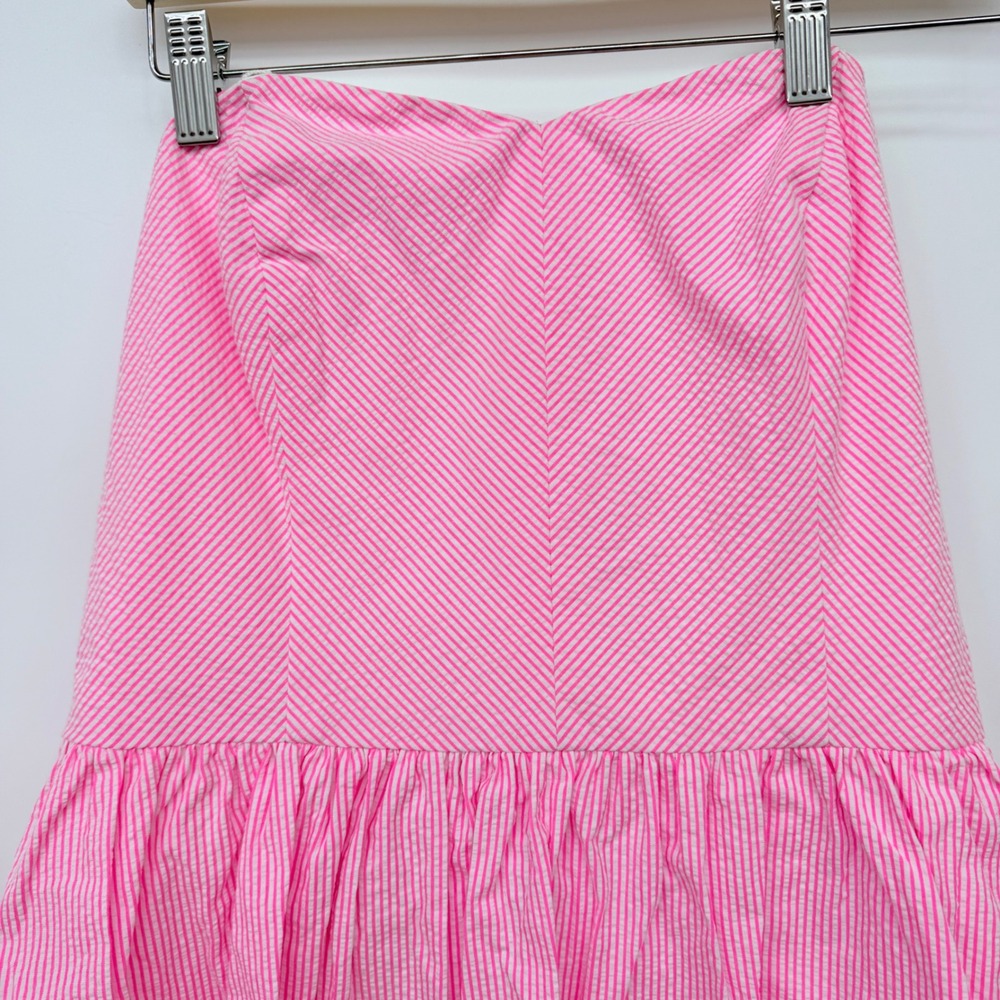 Lilly Pulitzer Richelle Strapless Seersucker Bow Back Mini Dress Womens 10 Pink - Picture 3 of 9